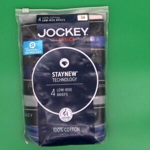 Jockey Classics Low-Rise Briefs 4-Pack Mens Size 38 100% Cotton
